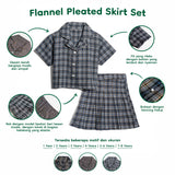 Flannel Pleated Skirt Set