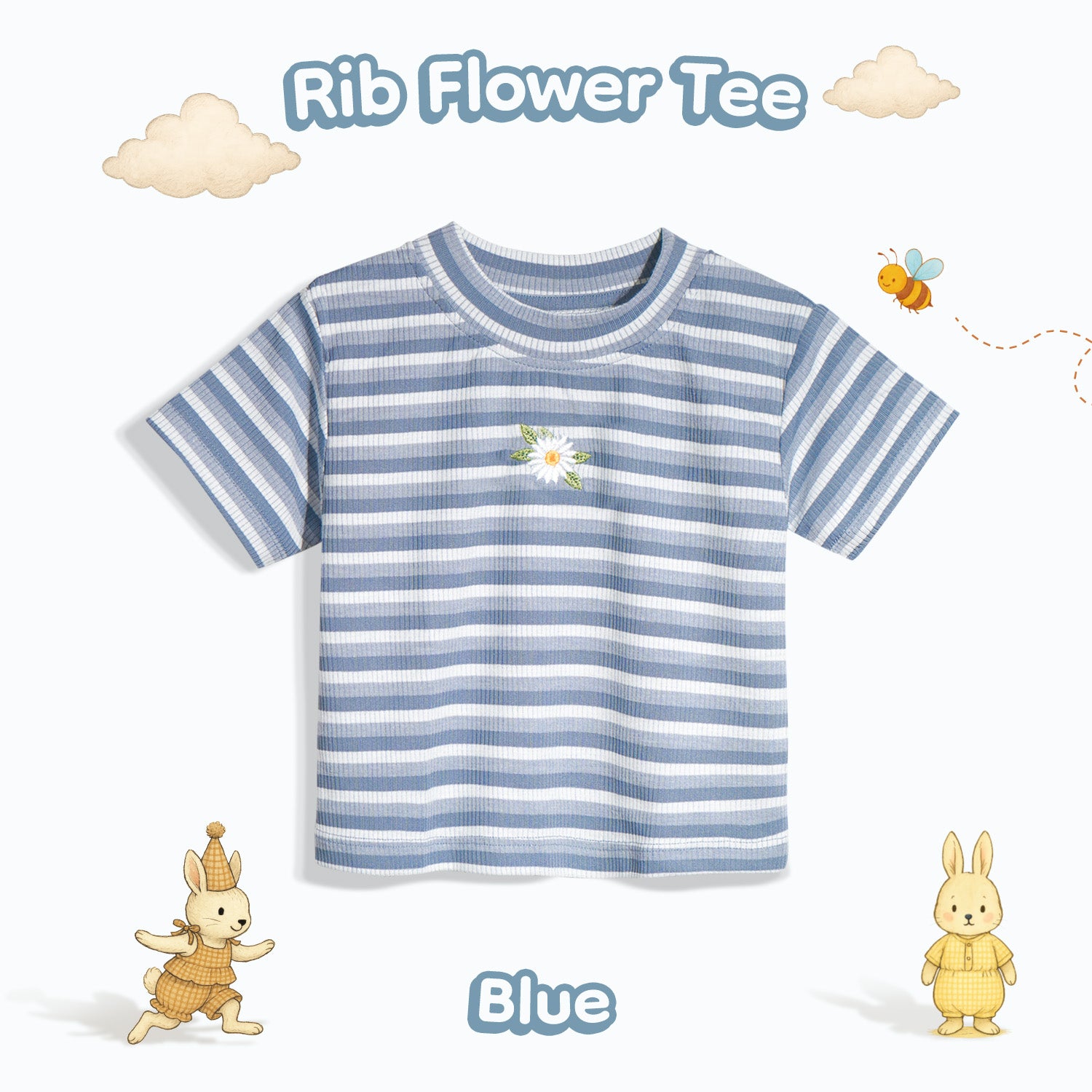 Flower Rib Tee Shirt
