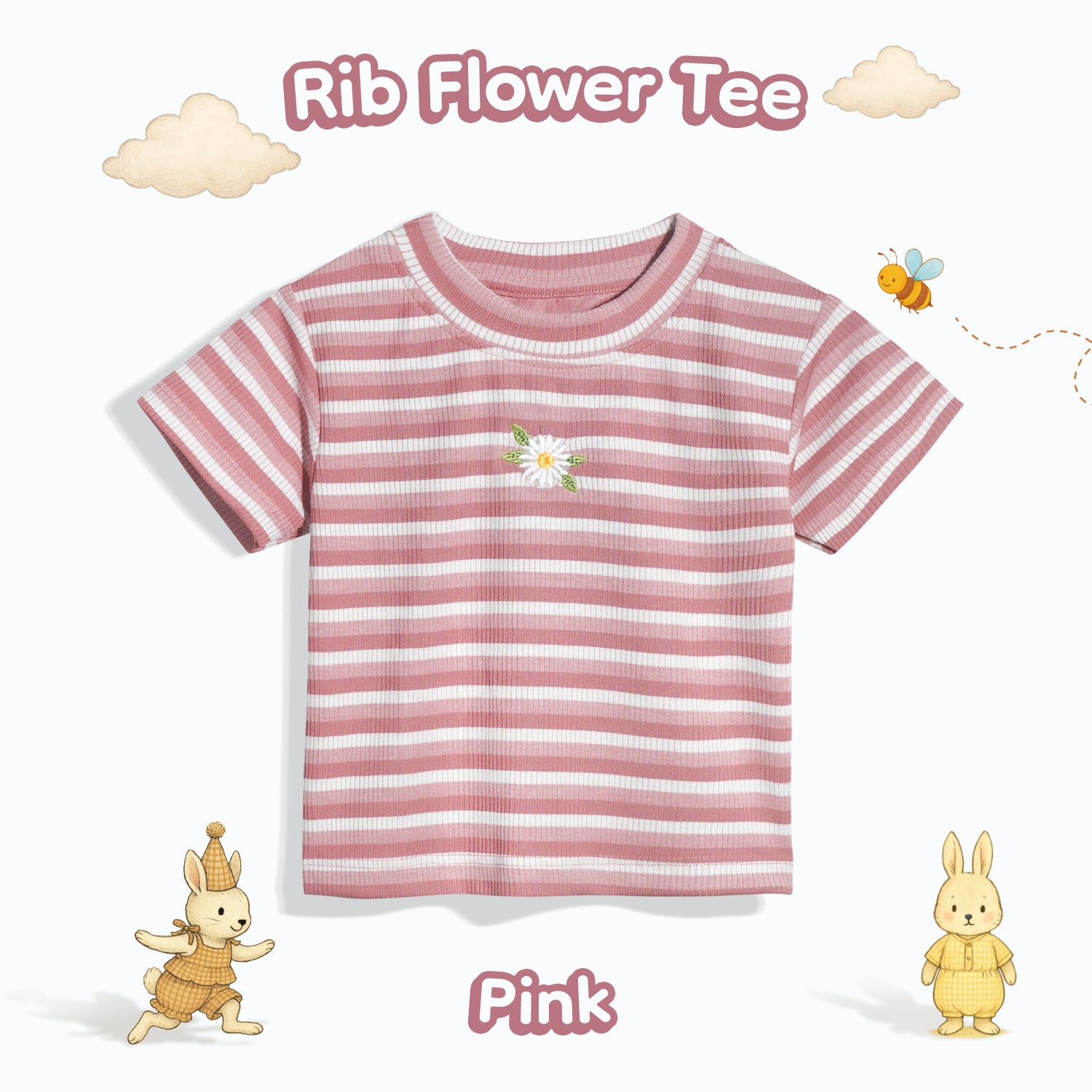 Flower Rib Tee Shirt