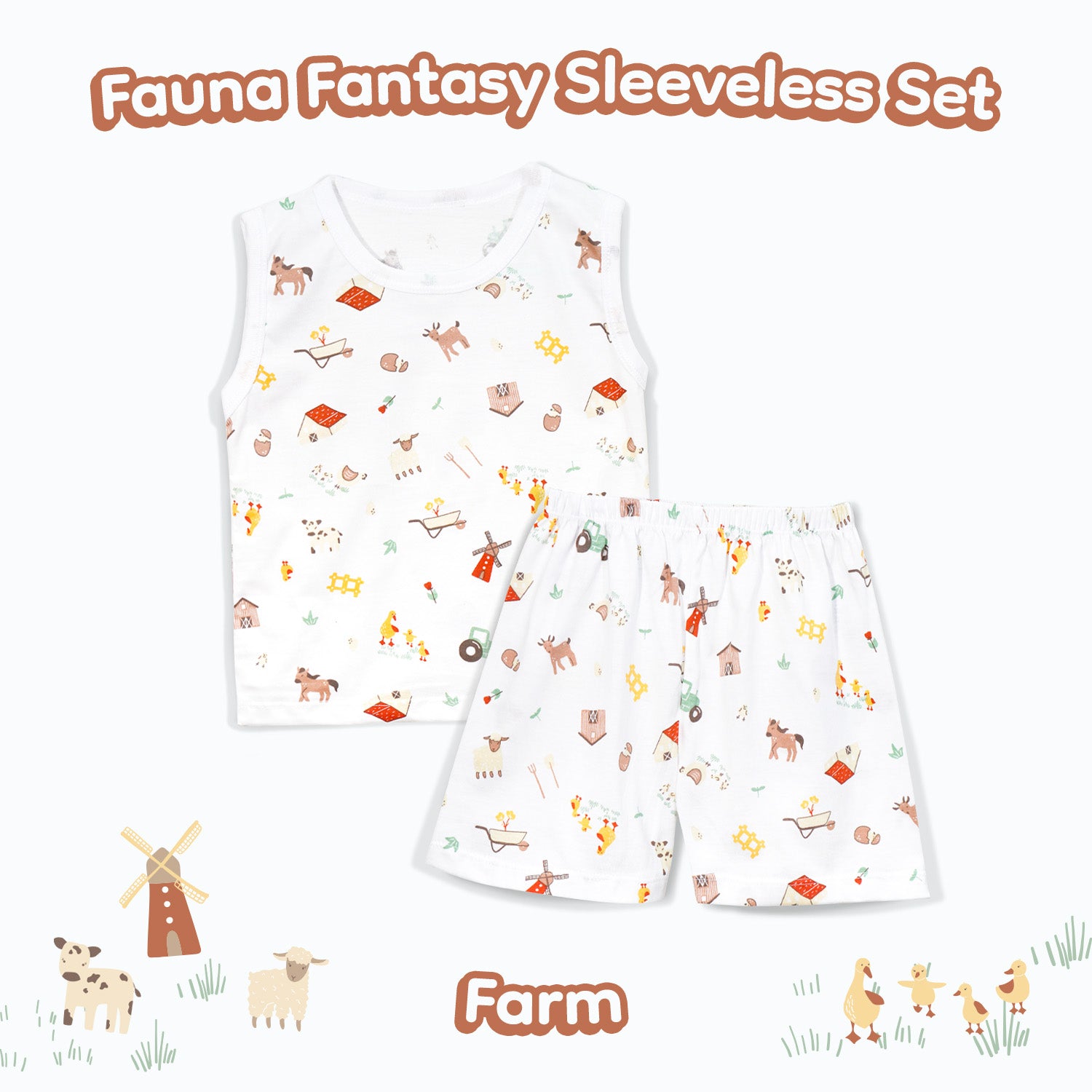Sleeveless Kids Pajamas Fauna & Fantasi Collection