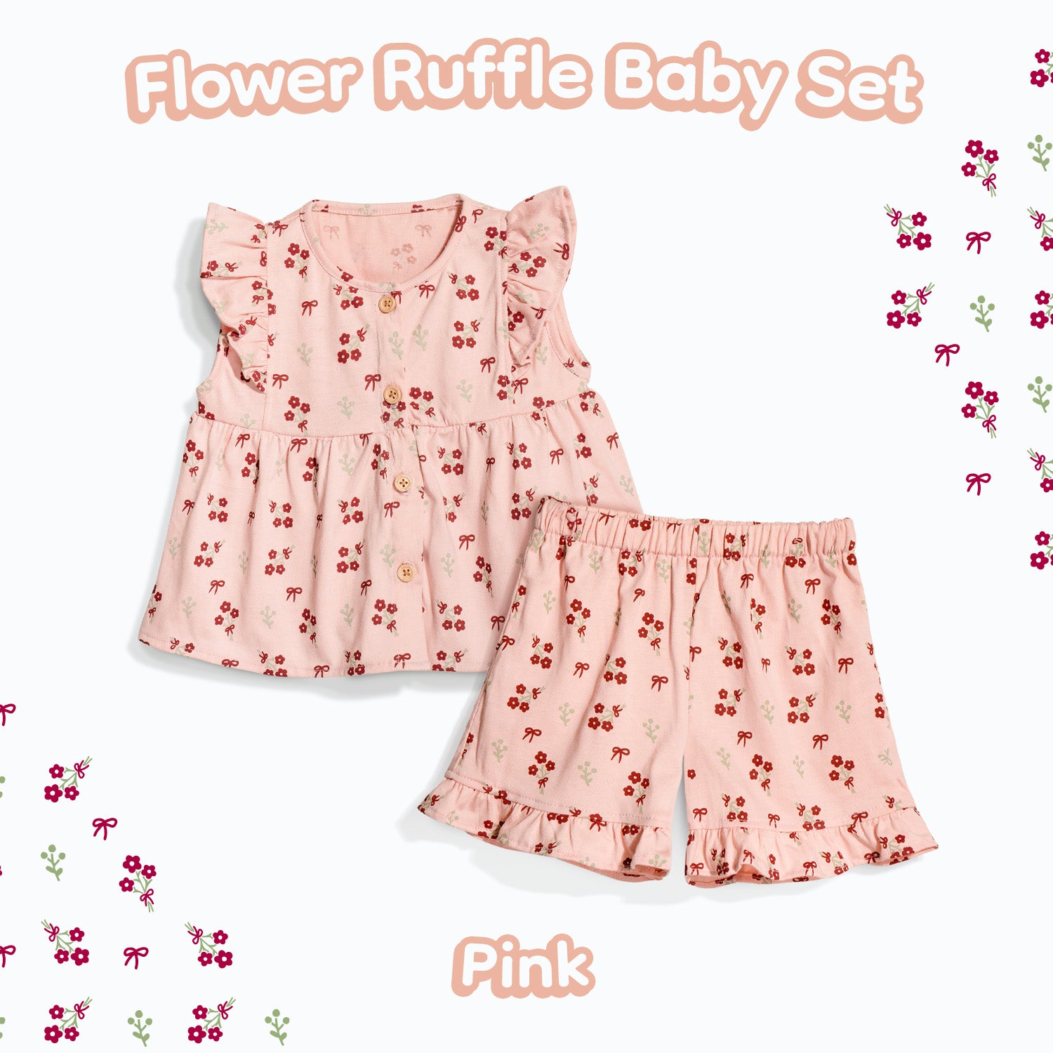 Flower Ruffle Baby Set