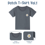 Patch T-Shirt Kaos Anak Unisex Bordir Karakter Lengan Pendek 1-8 Tahun