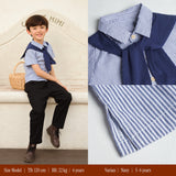 Finn Stripe Kids Shirt with Draped Sweater Kemeja Anak Laki-Laki 1-8 Tahun