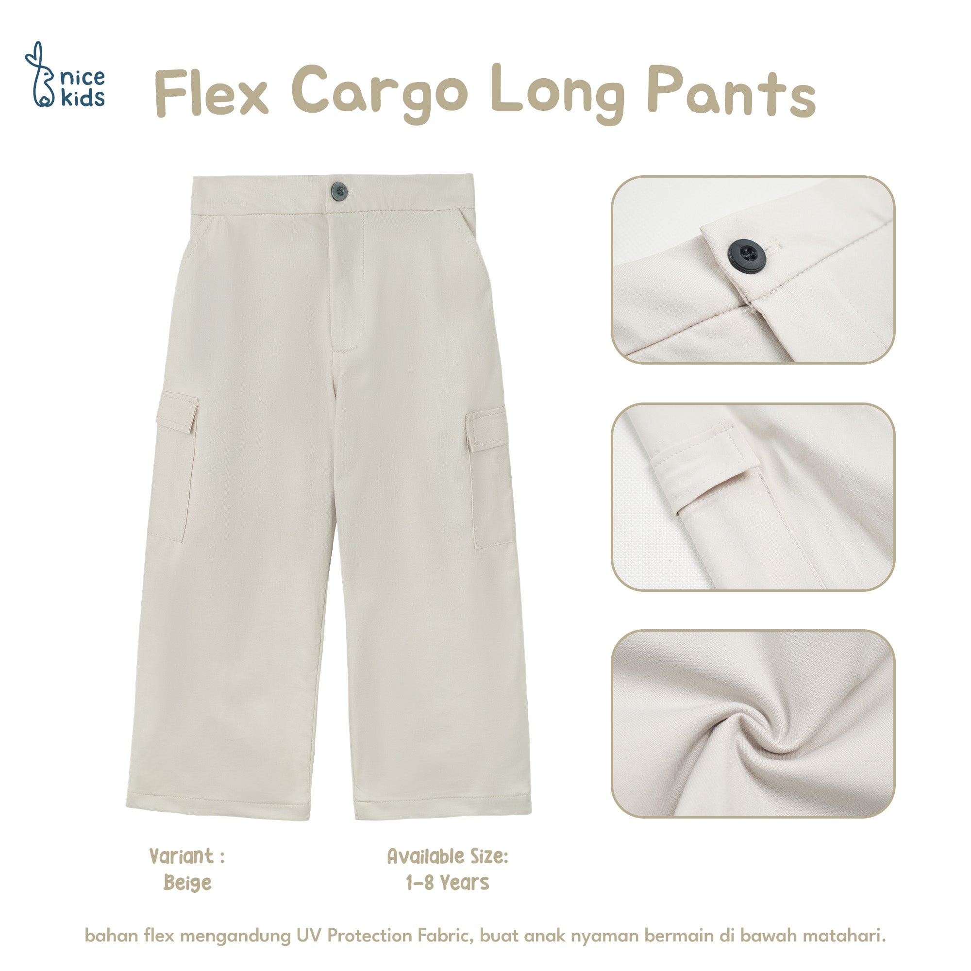 Flex Cargo Long Pants Celana Cargo Panjang Unisex 1-8 Tahun