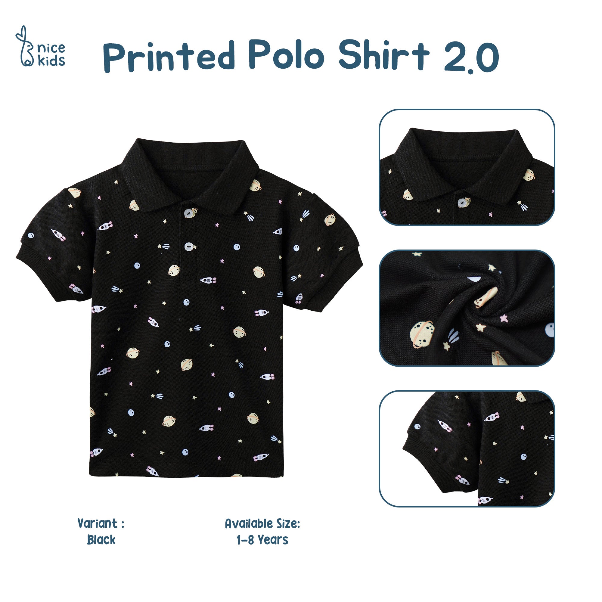Printed Polo Shirt 2.0 (Kaos Atasan Anak Laki-Laki 1-8 Tahun)