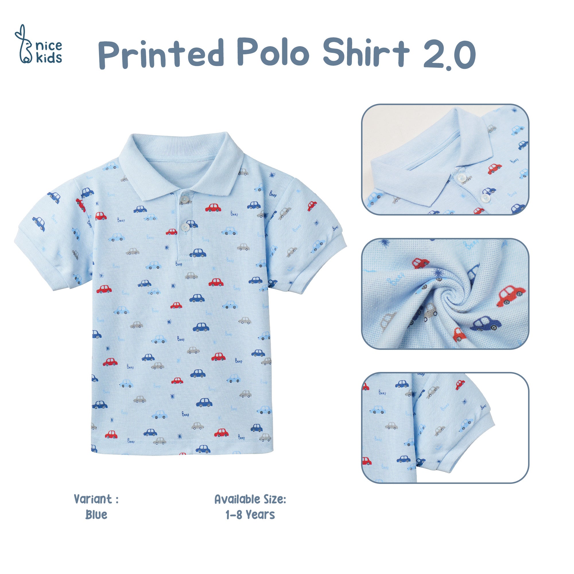 Printed Polo Shirt 2.0 (Kaos Atasan Anak Laki-Laki 1-8 Tahun)