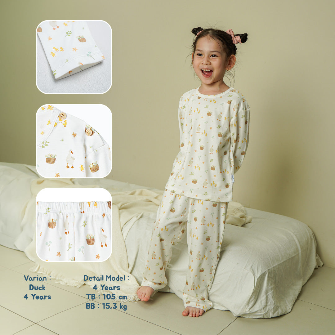 Tencel Printed Lyocell Long Kids Pajamas Piyama Anak Lengan Panjang Bermotif 1-8 Tahun