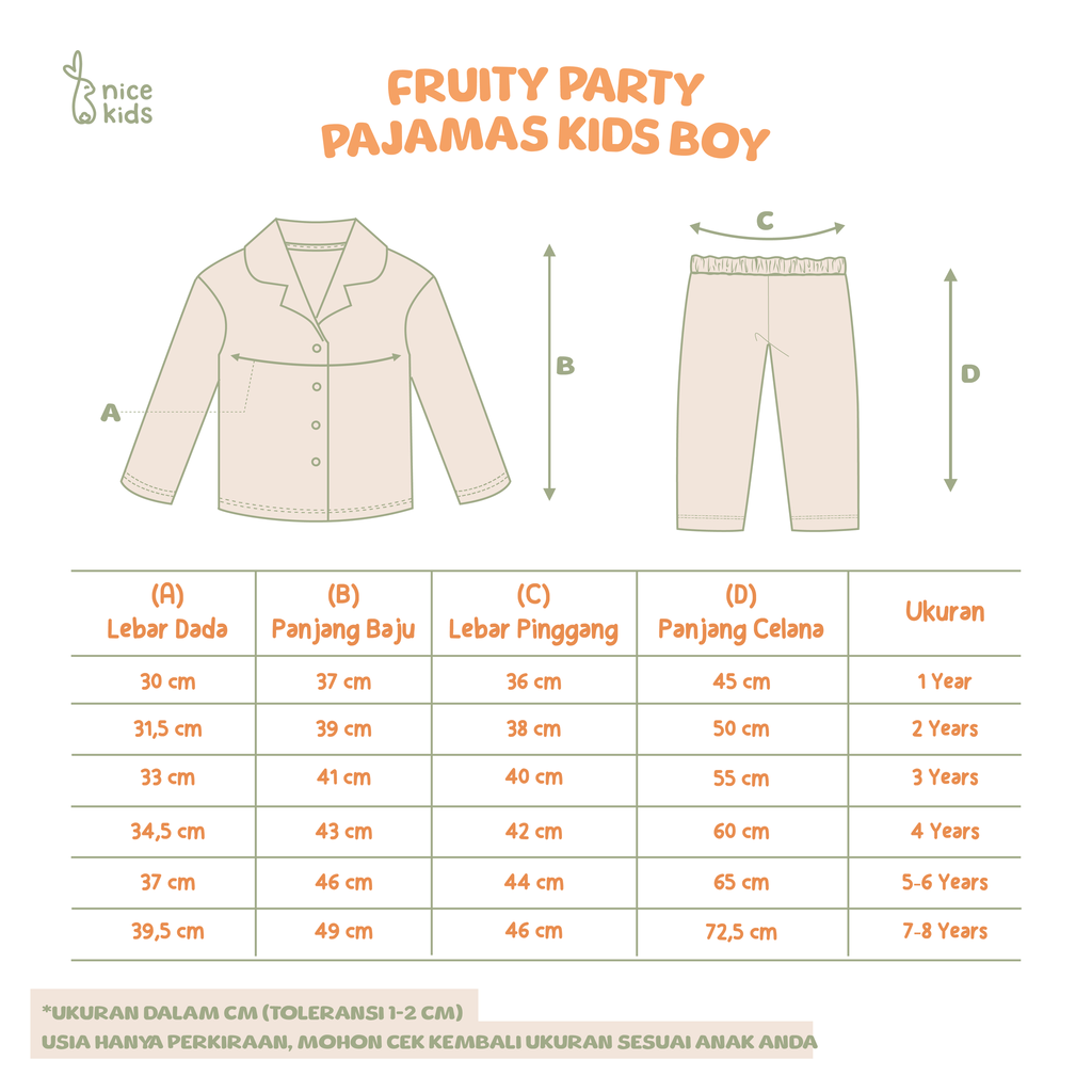 product size chart