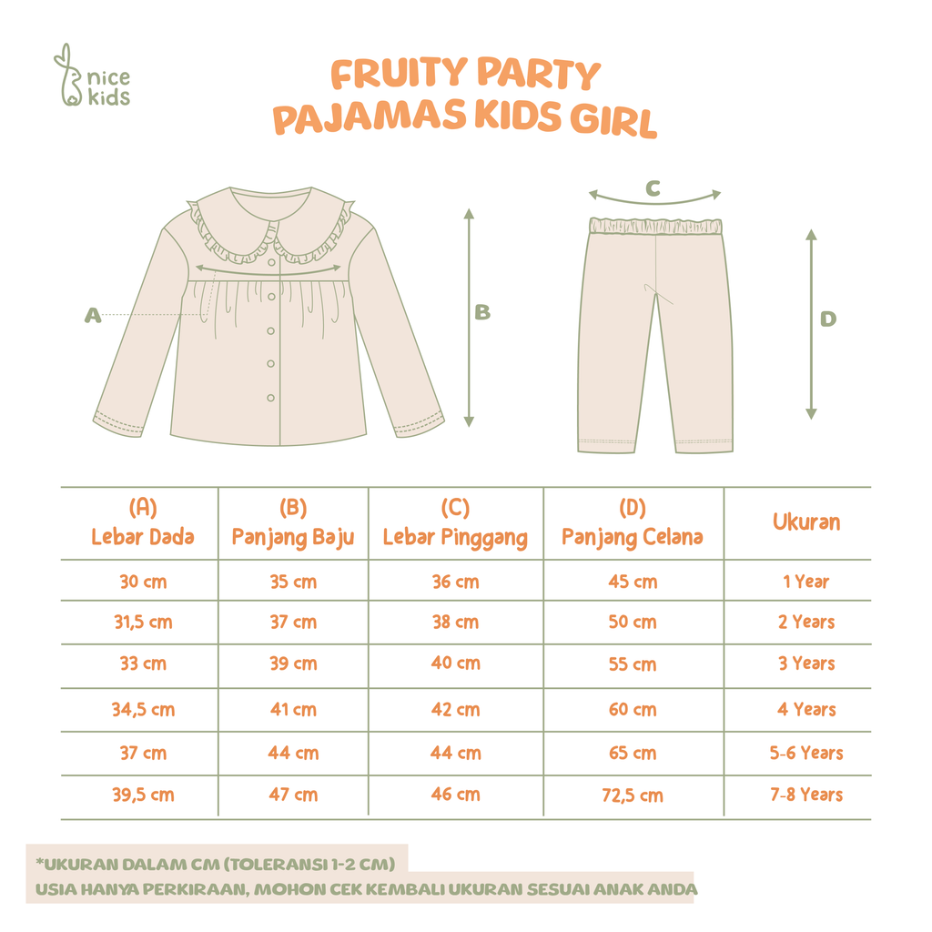 product size chart