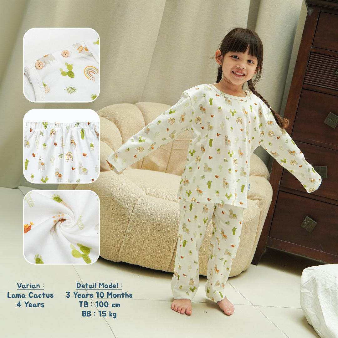 Tencel Printed Lyocell Long Kids Pajamas Piyama Anak Lengan Panjang Bermotif 1-8 Tahun