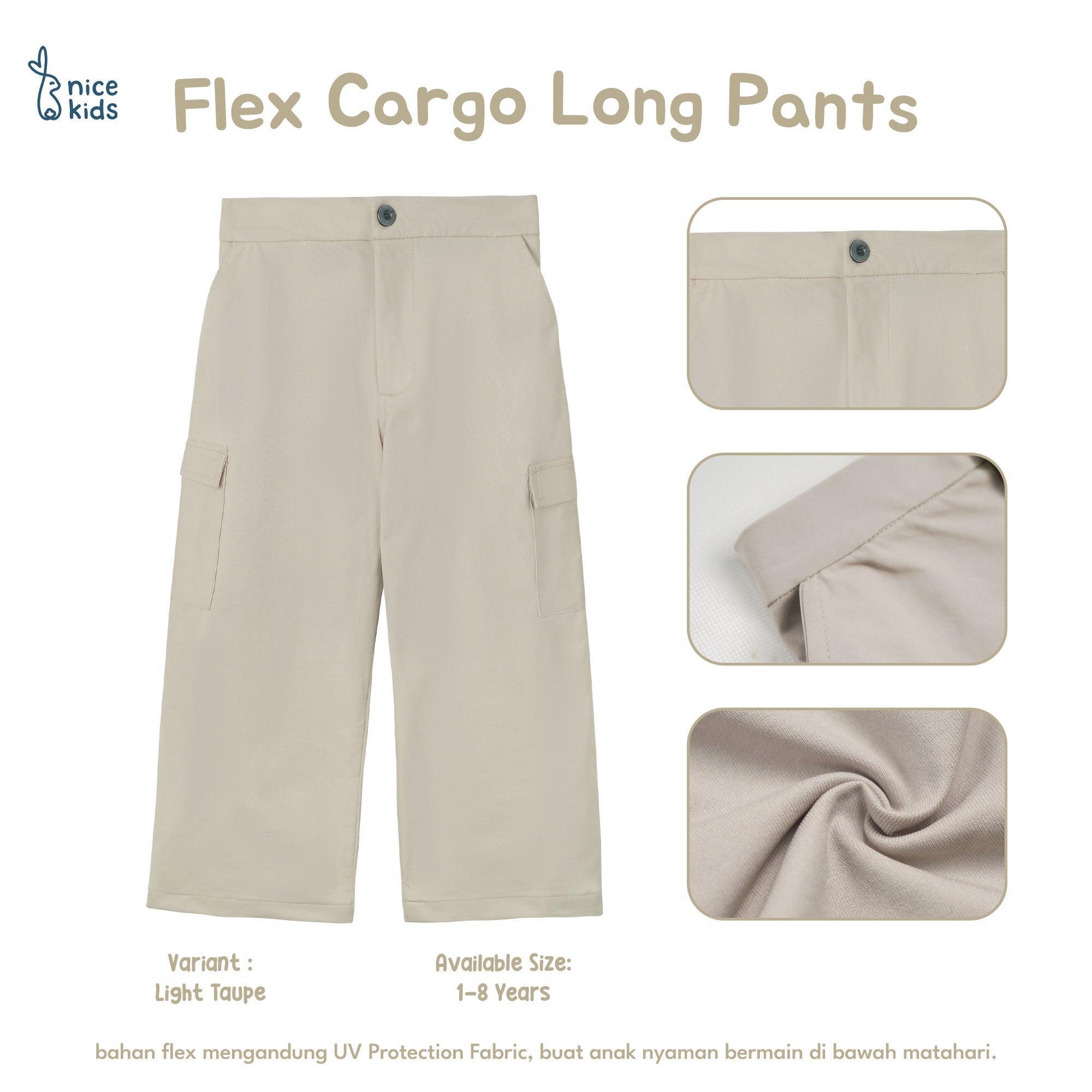 Flex Cargo Long Pants Celana Cargo Panjang Unisex 1-8 Tahun