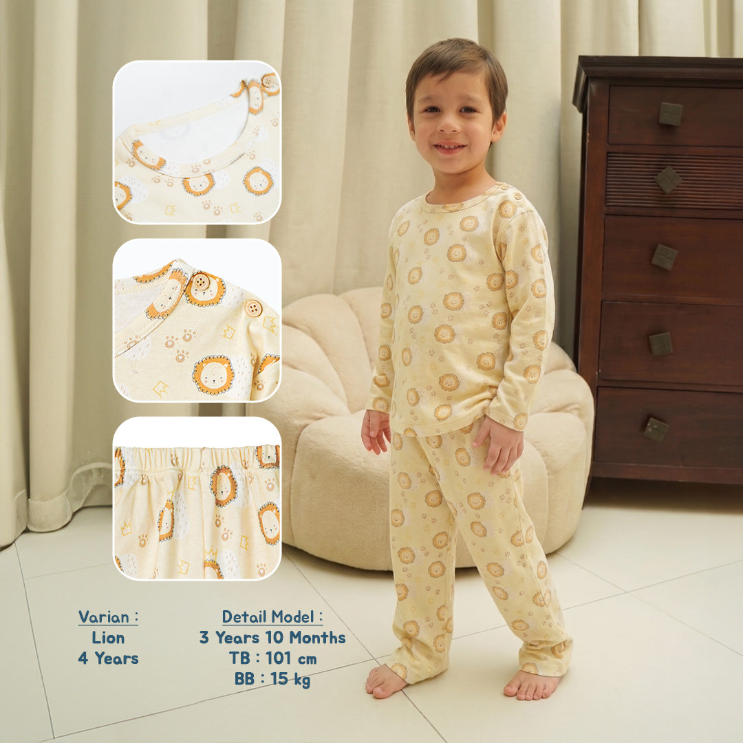 Tencel Printed Lyocell Long Kids Pajamas Piyama Anak Lengan Panjang Bermotif 1-8 Tahun