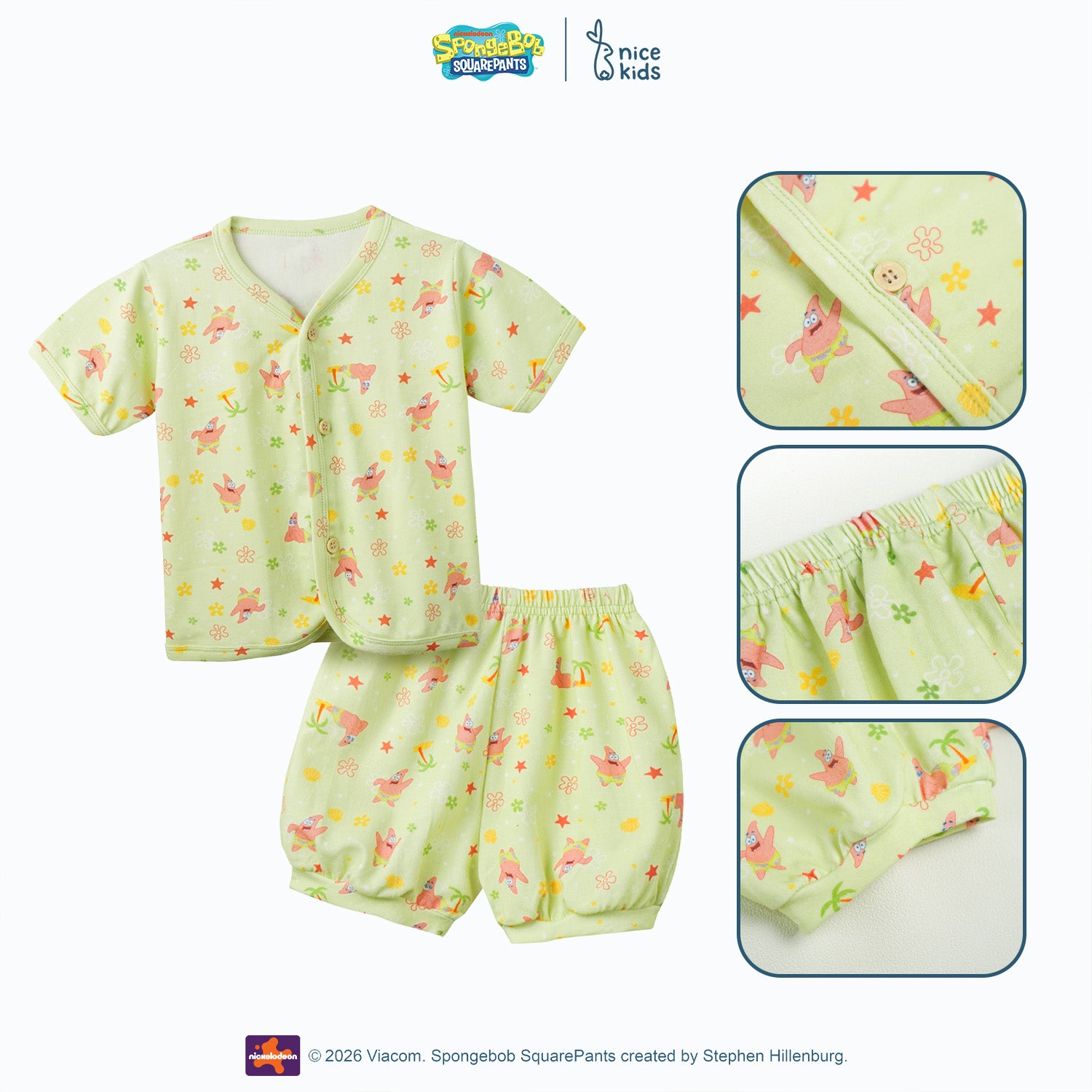 SpongeBob SquarePants Collection - Tropical Short Baby Pajamas Piyama Bayi New Born 0-12 Bulan