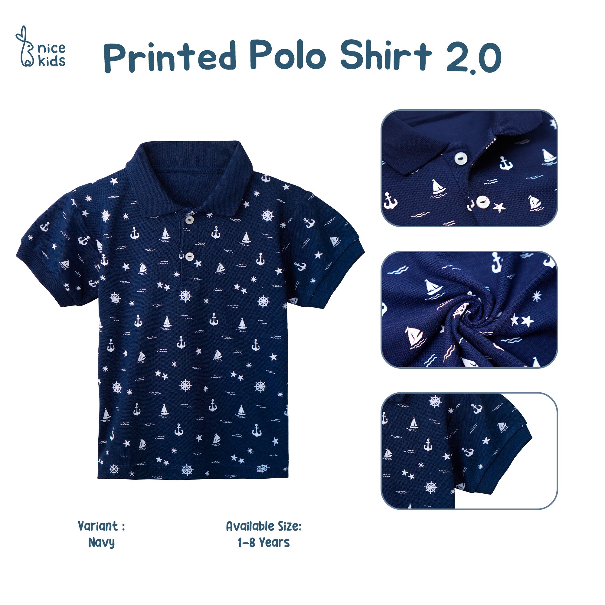 Printed Polo Shirt 2.0 (Kaos Atasan Anak Laki-Laki 1-8 Tahun)