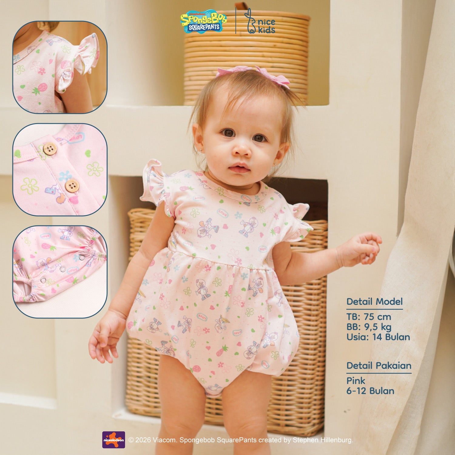 SpongeBob SquarePants Collection - Tropical Bodysuit Boy &amp; Girl Jumper Bayi New Born Motif Lucu 0-12 Bulan
