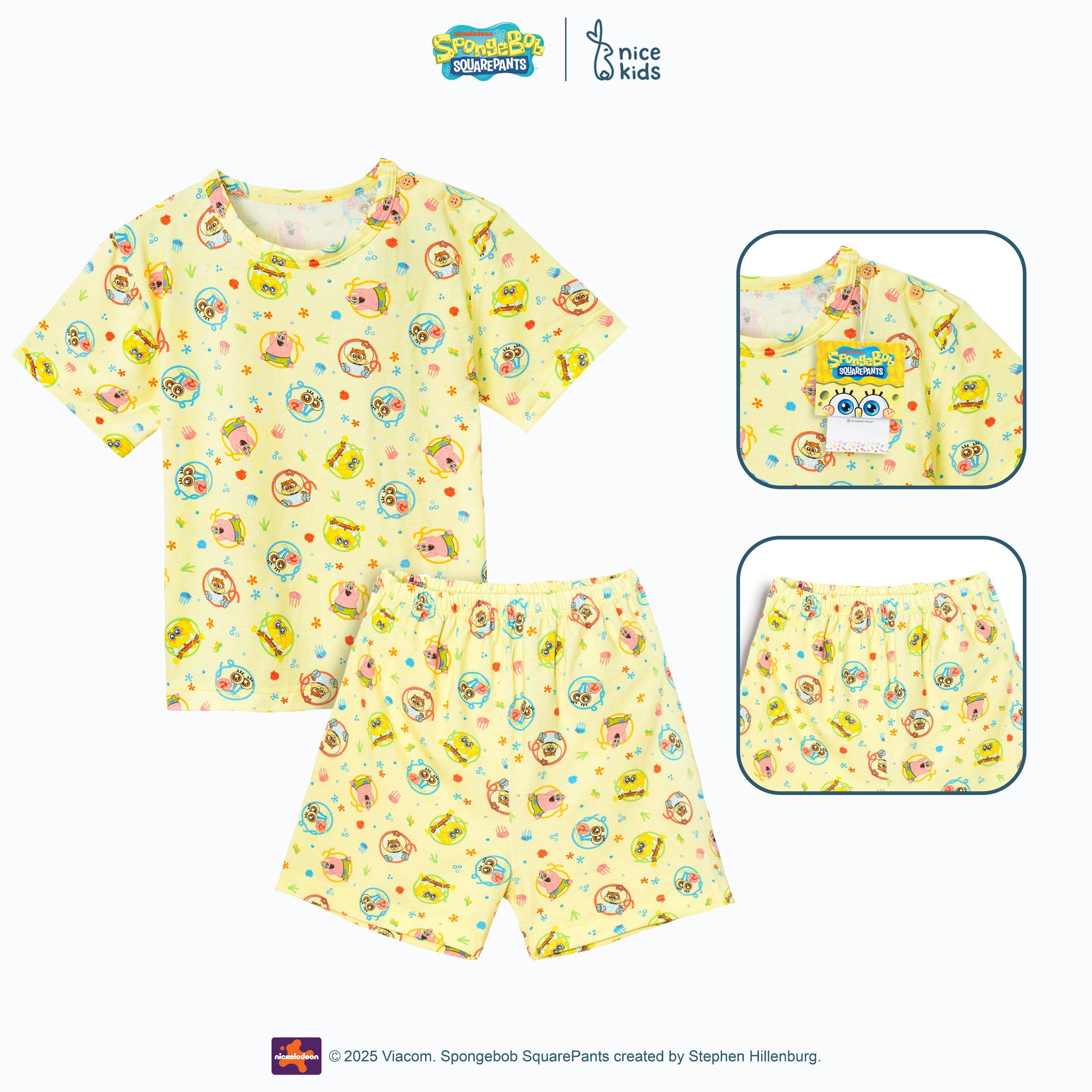 Spongebob Tencel Short Sleeve Kids Pajamas