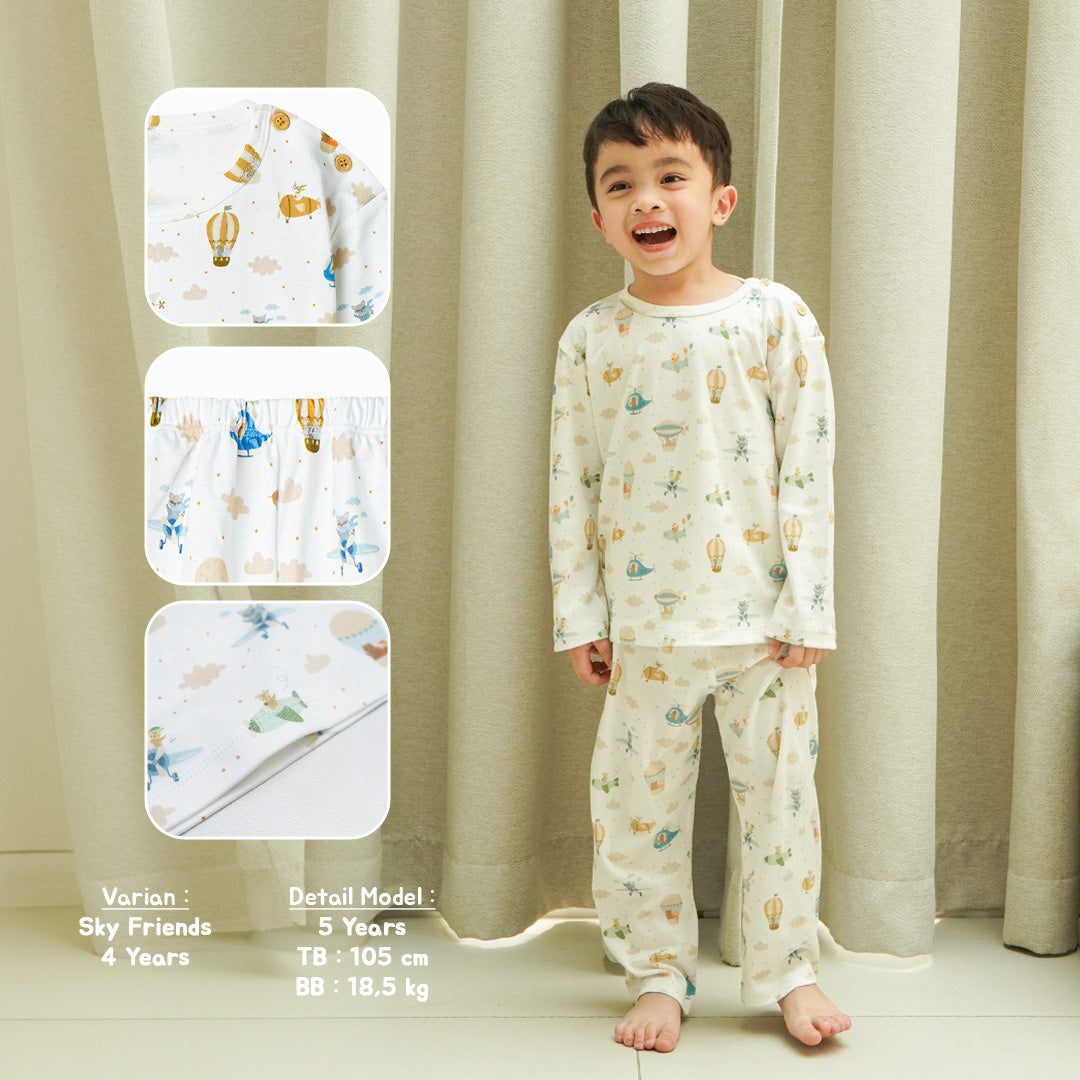 Tencel Printed Lyocell Long Kids Pajamas Piyama Anak Lengan Panjang Bermotif 1-8 Tahun