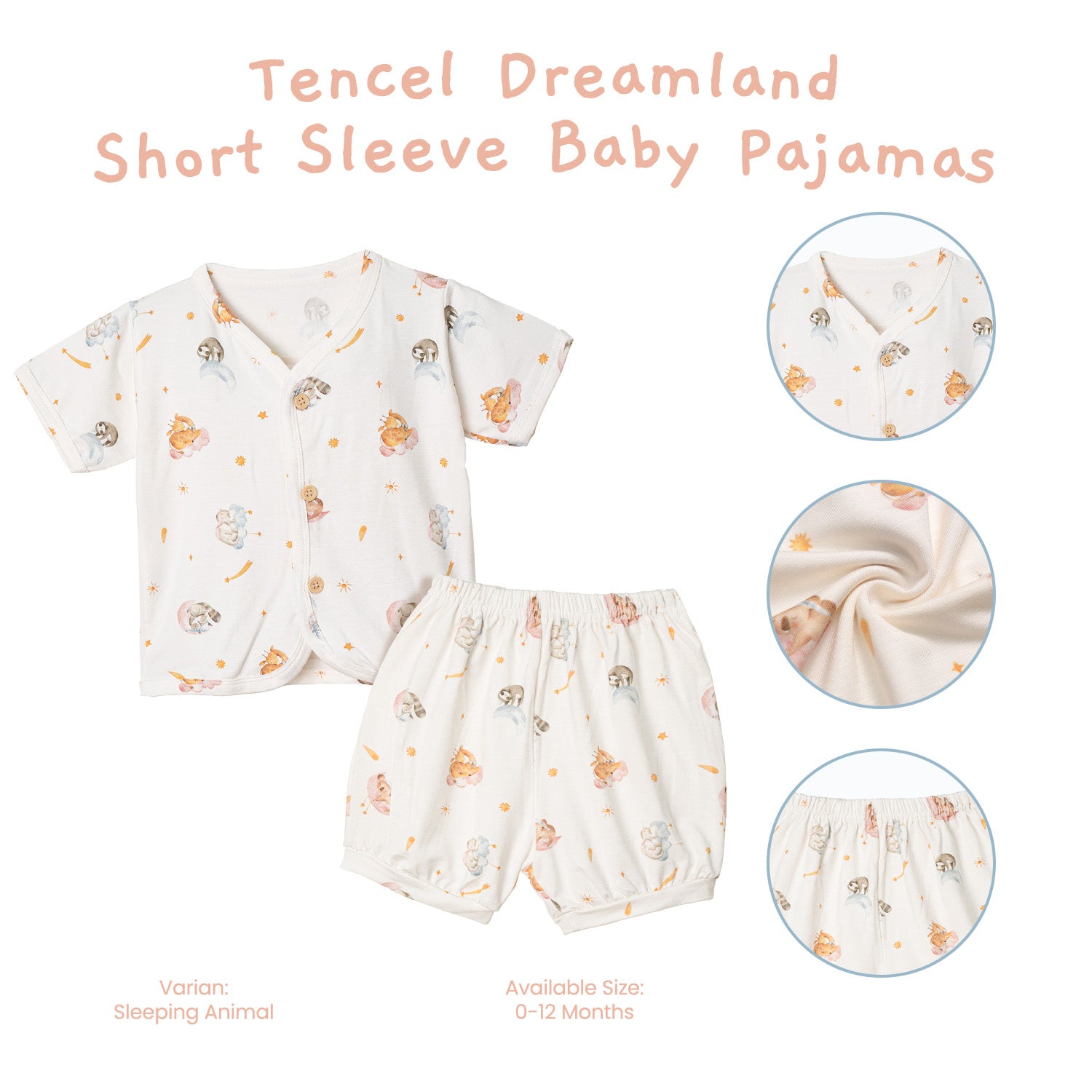 Tencel Dreamland Short Sleeve Baby Pajamas