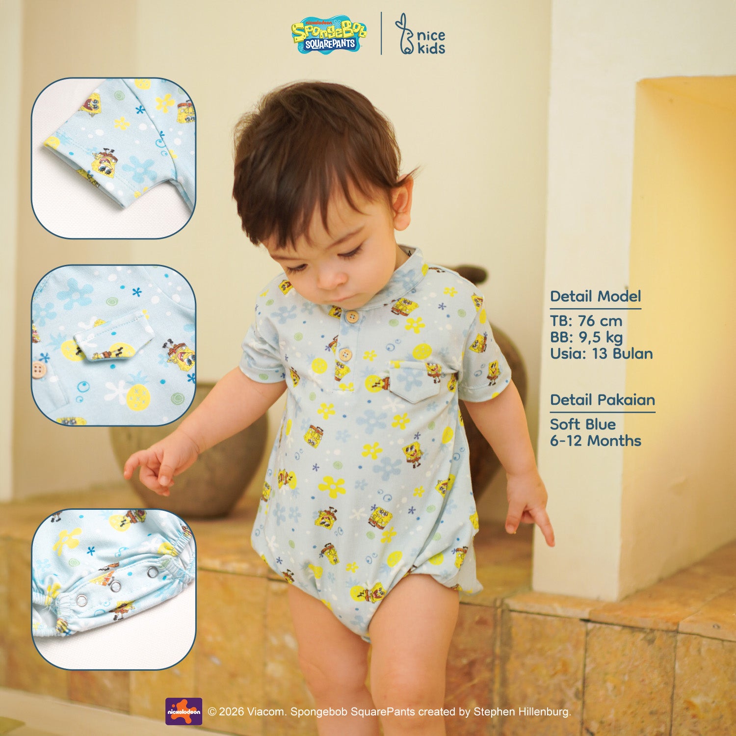 SpongeBob SquarePants Collection - Tropical Bodysuit Boy &amp; Girl Jumper Bayi New Born Motif Lucu 0-12 Bulan
