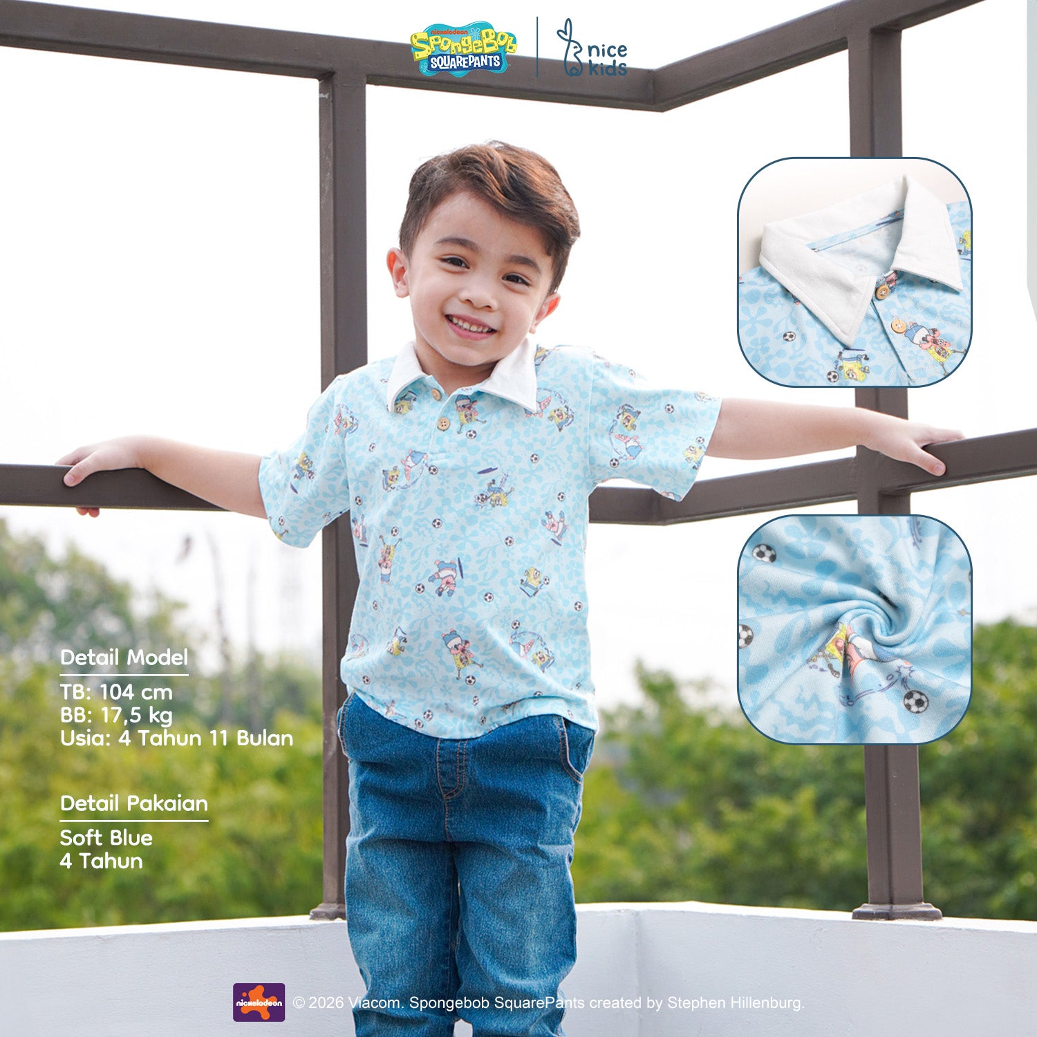 SpongeBob SquarePants Collection - Polo Shirt Kaos Polo Bermotif Spongebob Anak 1-8 Tahun
