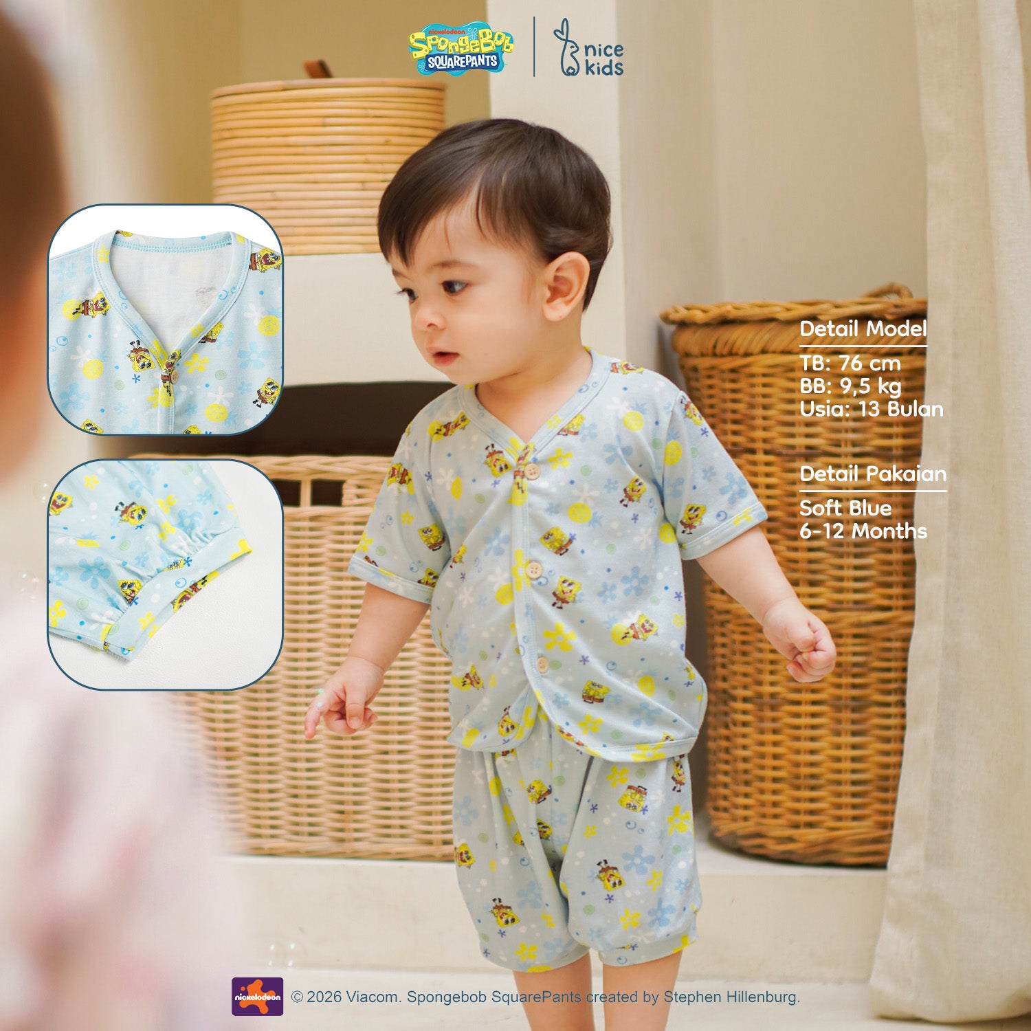 SpongeBob SquarePants Collection - Tropical Short Baby Pajamas Piyama Bayi New Born 0-12 Bulan
