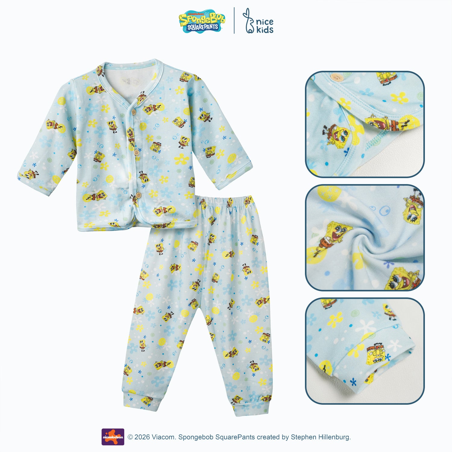 SpongeBob SquarePants Collection - Tropical Long Baby Pajamas Piyama Bayi New Born 0-12 Bulan
