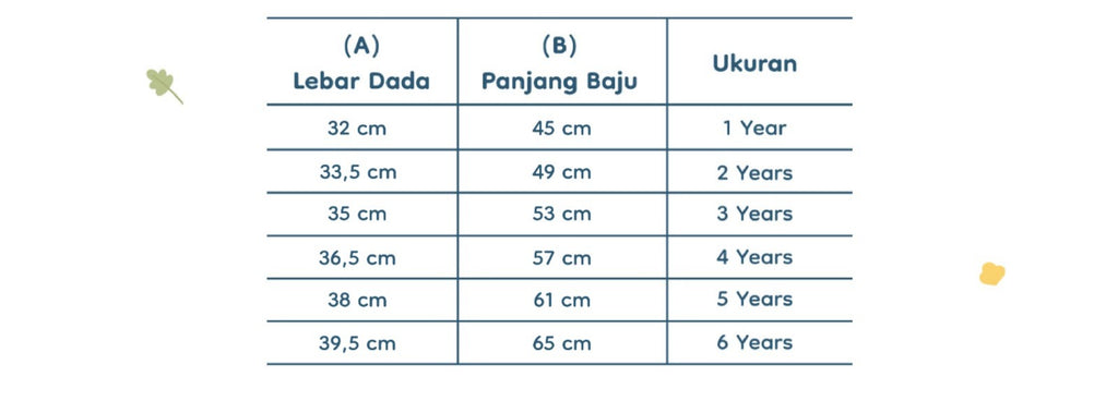 product size chart