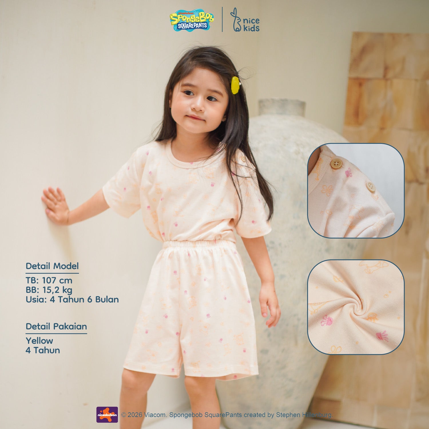 SpongeBob SquarePants Collection - Jellyfish Short Sleeve Kids Pajamas Piyama Anak Lengan Pendek Bermotif Kartun 1-8 Tahun