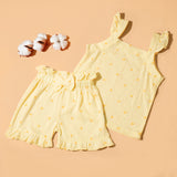 Pointelle Ruflle Tanktop Set